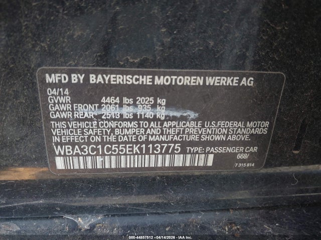 Aukcja sprzedaży 2014 Bmw 328i, vin: WBA3C1C55EK113775, numer aukcji: 44857512