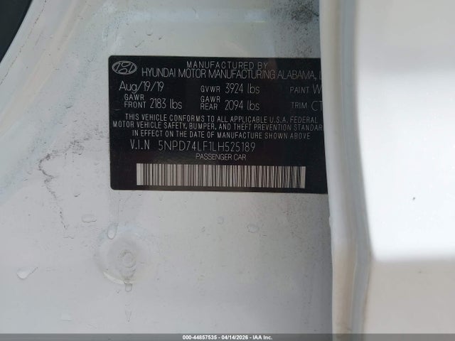 Aukcja sprzedaży 2020 Hyundai Elantra Se, vin: 5NPD74LF1LH525189, numer aukcji: 44857535