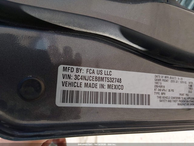 2021 Jeep Compass 80th Anniversary Fwd მანქანა იყიდება აუქციონზე, vin: 3C4NJCEB8MT532748, აუქციონის ნომერი: 44857541