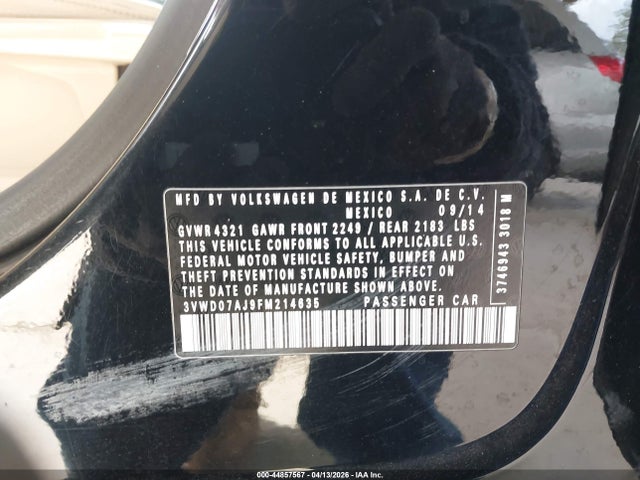 Продажа на аукционе авто 2015 Volkswagen Jetta 1.8t Se, vin: 3VWD07AJ9FM214635, номер лота: 44857567