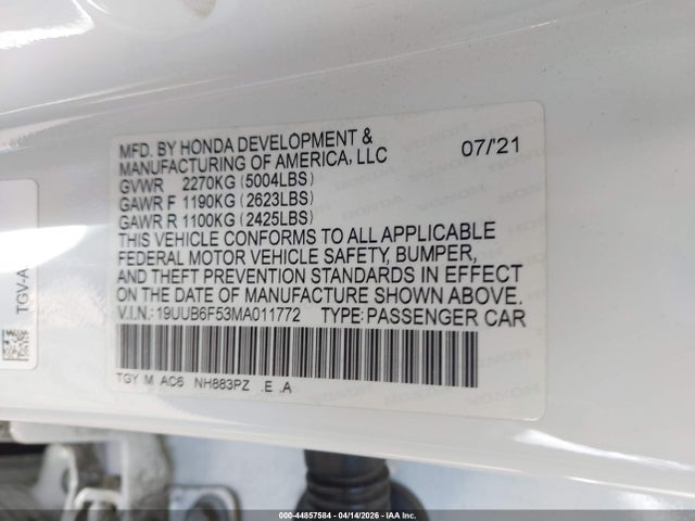 19UUB6F53MA011772 Acura Tlx A-spec Package