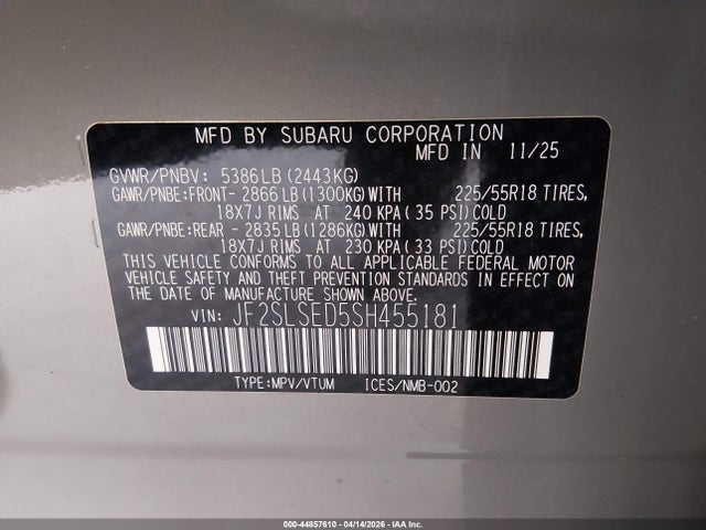 JF2SLSED5SH455181 Subaru Forester Premium Hybrid
