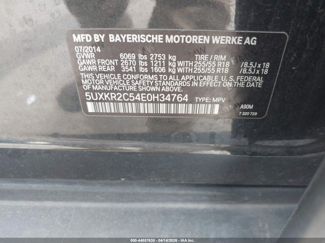 5UXKR2C54E0H34764 BMW X5 Sdrive35i