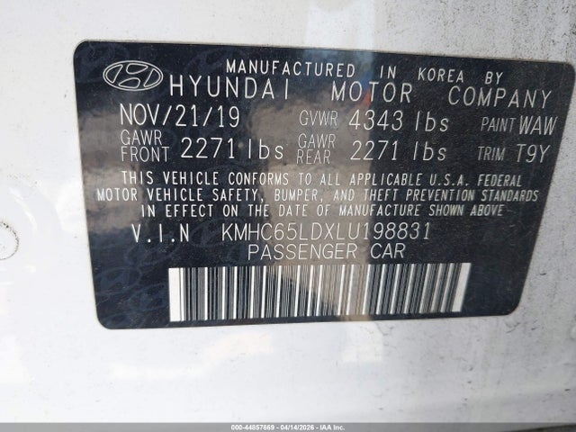 KMHC65LDXLU198831 Hyundai Ioniq Plug-in Hybrid Se