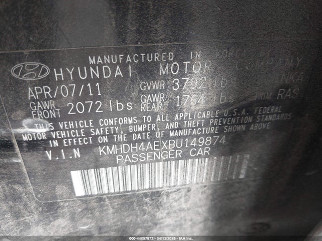 2011 HYUNDAI ELANTRA KMHDH4AEXBU149874 Photo 8