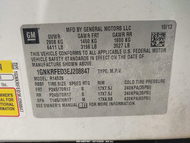 Chevrolet Traverse Ls 2014 1GNKRFED3EJ208847 Image 9