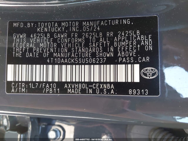 4T1DAACK5SU506237 Toyota CAMRY LE