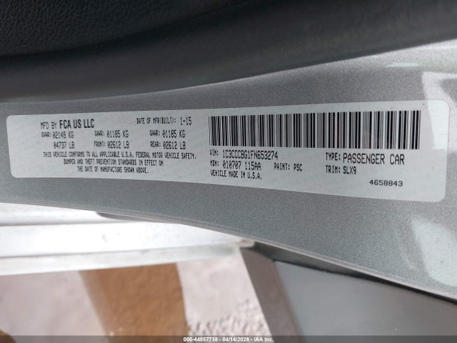 Aukcja sprzedaży 2015 Chrysler 200 S, vin: 1C3CCCBG1FN653274, numer aukcji: 44857738