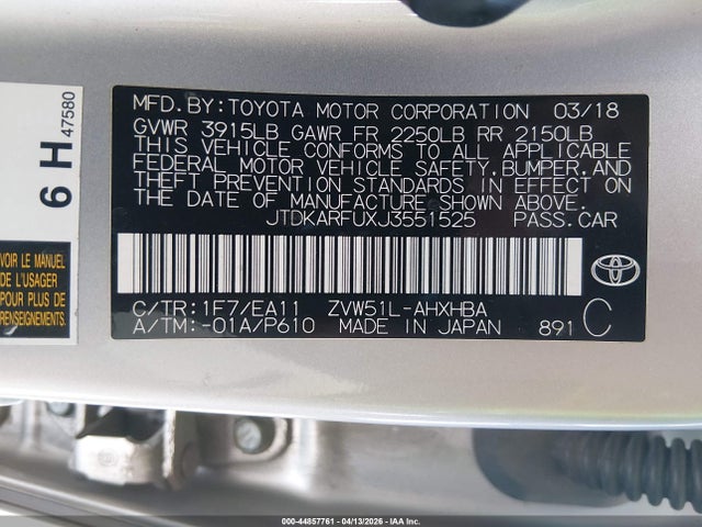 Toyota Prius Four Touring 2018 JTDKARFUXJ3551525 Image 9