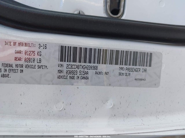 Продажа на аукционе авто 2016 Chrysler 300 300s, vin: 2C3CCABTXGH220368, номер лота: 44857764