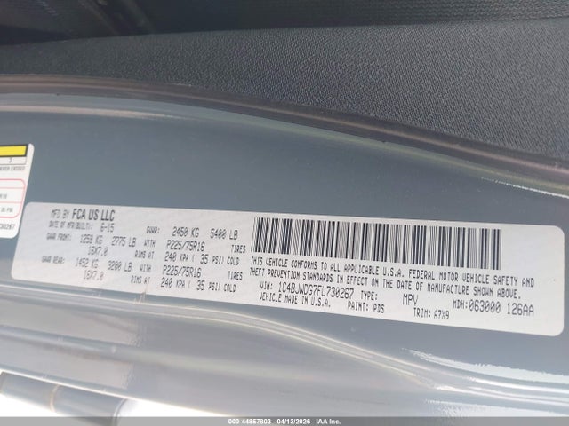 1C4BJWDG7FL730267 Jeep Wrangler Unlimited Sport