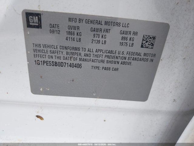 Aukcja sprzedaży 2013 Chevrolet Cruze 2lt Auto, vin: 1G1PE5SB0D7140406, numer aukcji: 44857810