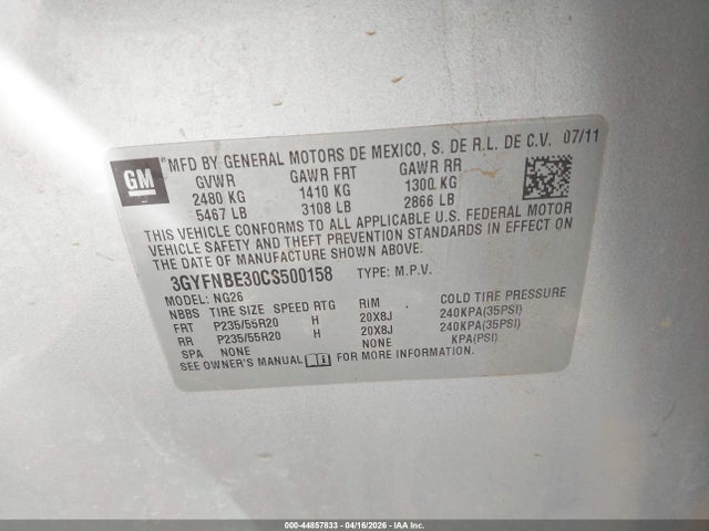 Продаж на аукціоні авто 2012 Cadillac Srx Performance Collection, vin: 3GYFNBE30CS500158, номер лоту: 44857833