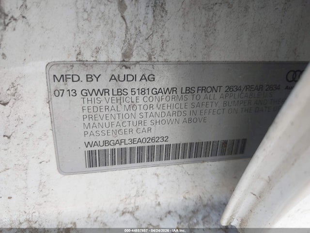 Aukcja sprzedaży 2014 Audi S4 3.0t Premium Plus, vin: WAUBGAFL3EA026232, numer aukcji: 44857857