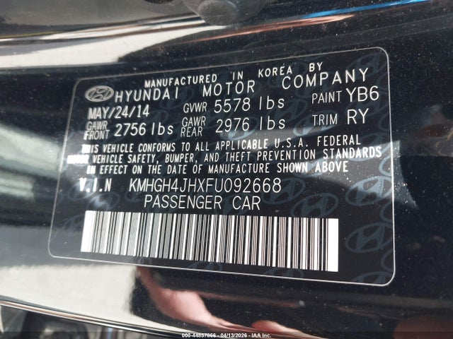 Aukcja sprzedaży 2015 Hyundai Equus Ultimate, vin: KMHGH4JHXFU092668, numer aukcji: 44857866