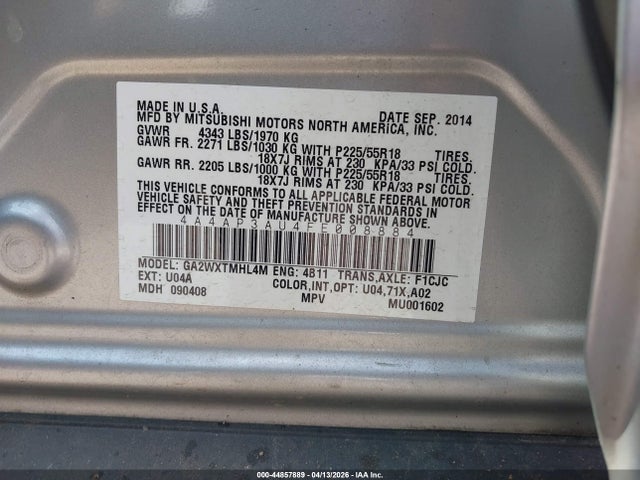 Продаж на аукціоні авто 2015 Mitsubishi Outlander Sport Es, vin: 4A4AP3AU4FE008884, номер лоту: 44857889