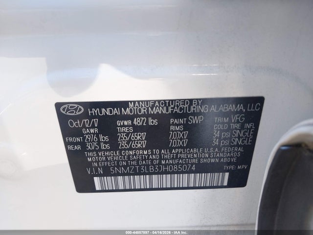 Aukcja sprzedaży 2018 Hyundai Santa Fe Sport 2.4l, vin: 5NMZT3LB3JH085074, numer aukcji: 44857897