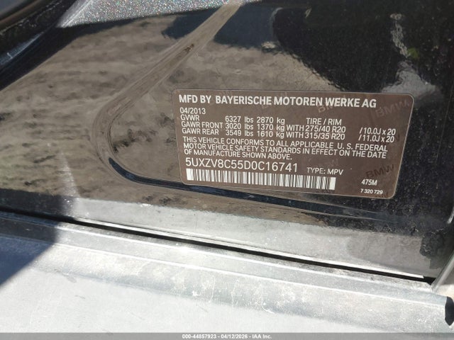Aukcja sprzedaży 2013 Bmw X5 Xdrive50i, vin: 5UXZV8C55D0C16741, numer aukcji: 44857923