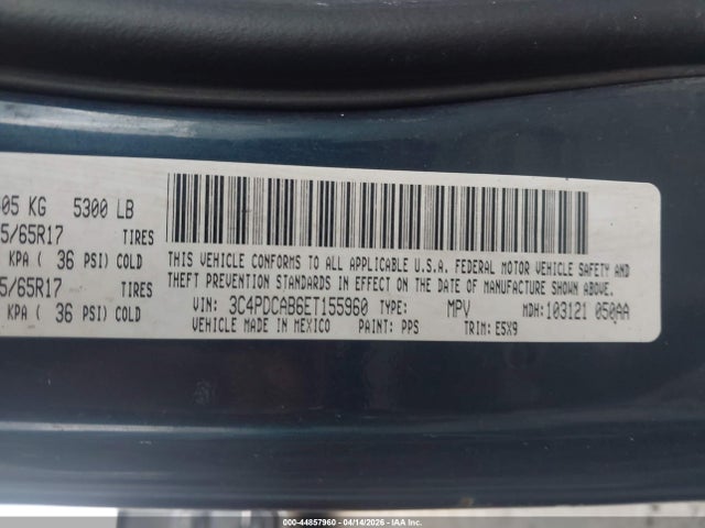 Aukcja sprzedaży 2014 Dodge Journey Se, vin: 3C4PDCAB6ET155960, numer aukcji: 44857960