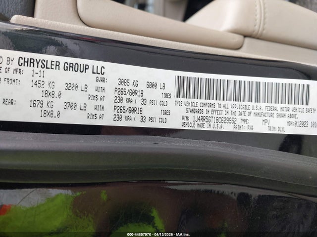 44857970 :رقم المزاد ، 1J4RR5GT1BC629952 vin ، 2011 Jeep Grand Cherokee Limited مزاد بيع