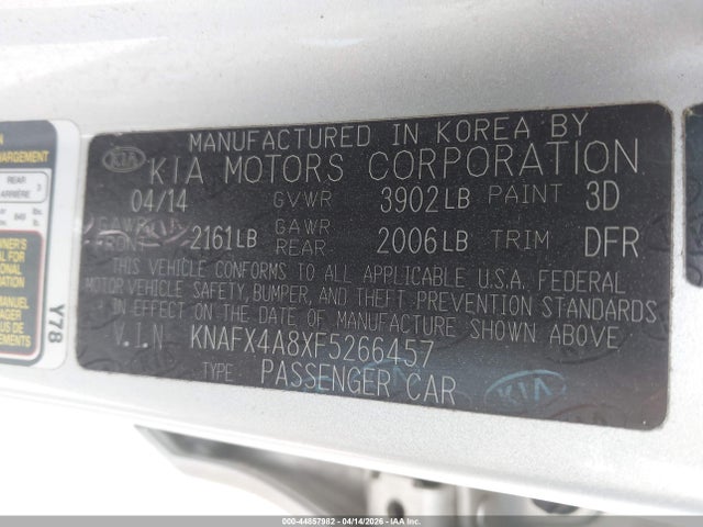 Продаж на аукціоні авто 2015 Kia Forte Ex, vin: KNAFX4A8XF5266457, номер лоту: 44857982