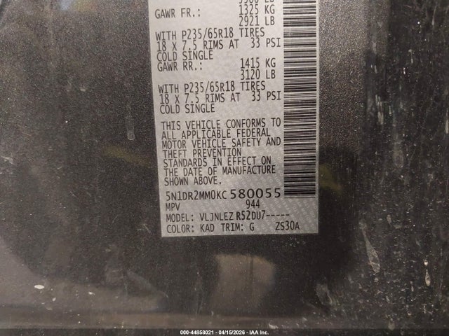 Nissan Pathfinder Sv 2019 5N1DR2MM0KC580055 Image 9