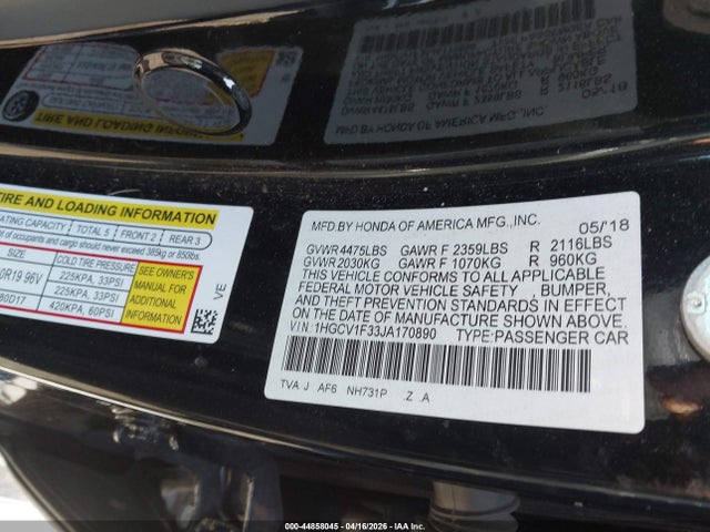 1HGCV1F33JA170890 Honda Accord Sport