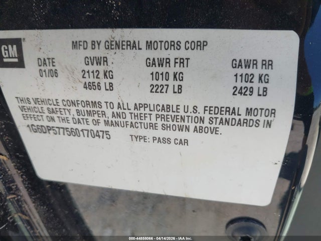 2006 Cadillac Cts Standard მანქანა იყიდება აუქციონზე, vin: 1G6DP577560170475, აუქციონის ნომერი: 44858066