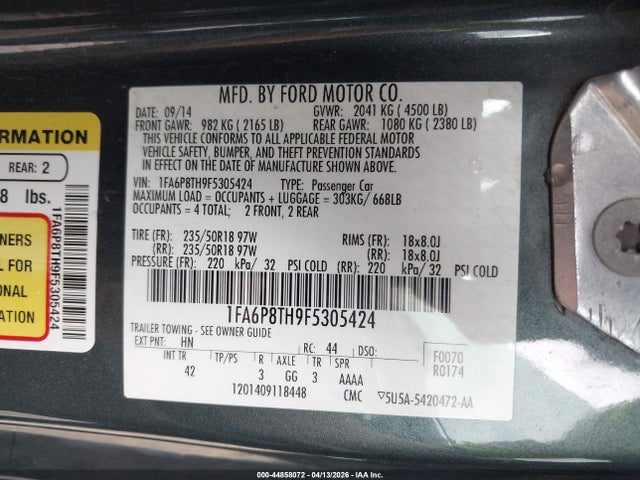 1FA6P8TH9F5305424 Ford Mustang Ecoboost
