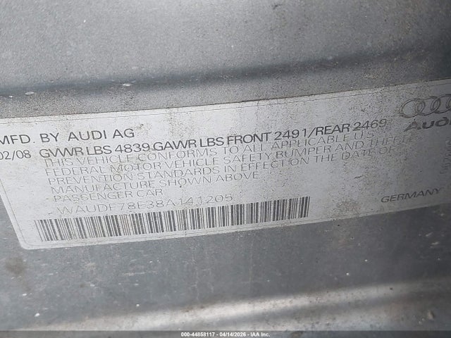 2008 AUDI A4 WAUDF78E38A141205 Photo 8