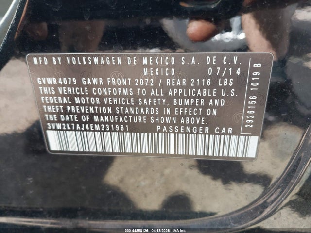 Aukcja sprzedaży 2014 Volkswagen Jetta 2.0l S, vin: 3VW2K7AJ4EM331961, numer aukcji: 44858126