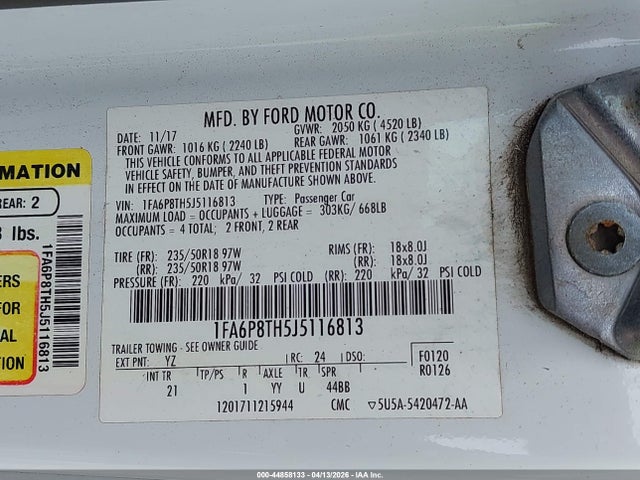 2018 FORD MUSTANG 1FA6P8TH5J5116813 Photo 8