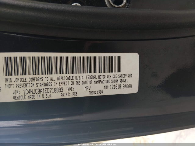 2014 Jeep Compass Sport მანქანა იყიდება აუქციონზე, vin: 1C4NJCBA1ED718893, აუქციონის ნომერი: 44858149