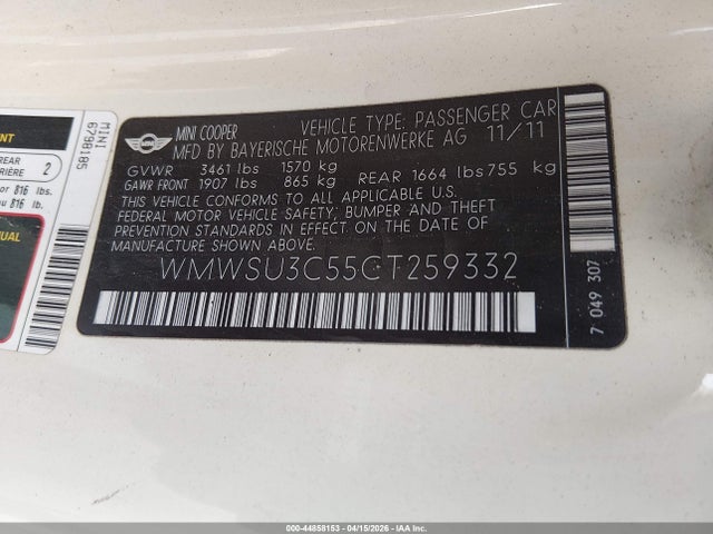 2012 MINI COOPER WMWSU3C55CT259332 Photo 8