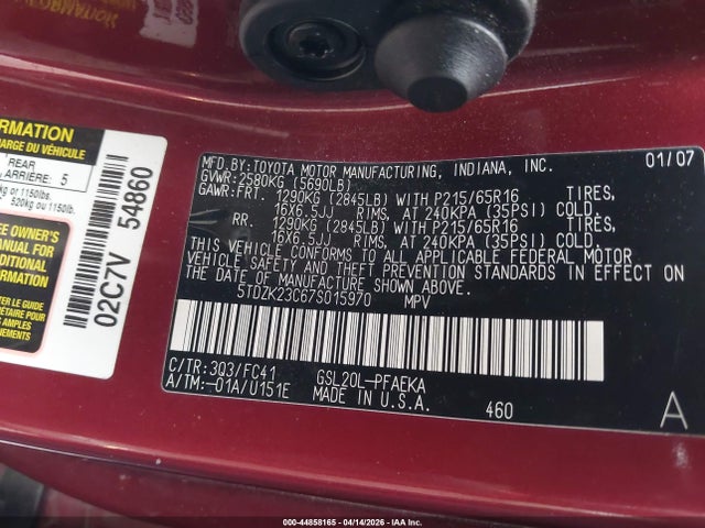 2007 TOYOTA SIENNA 5TDZK23C67S015970 Photo 8