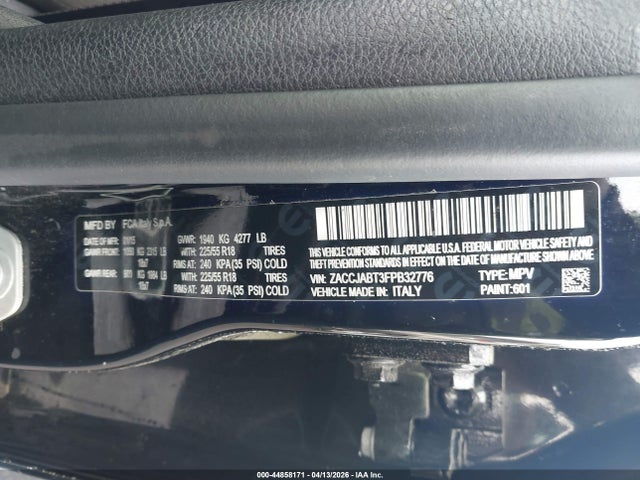 2015 Jeep Renegade Latitude მანქანა იყიდება აუქციონზე, vin: ZACCJABT3FPB32776, აუქციონის ნომერი: 44858171