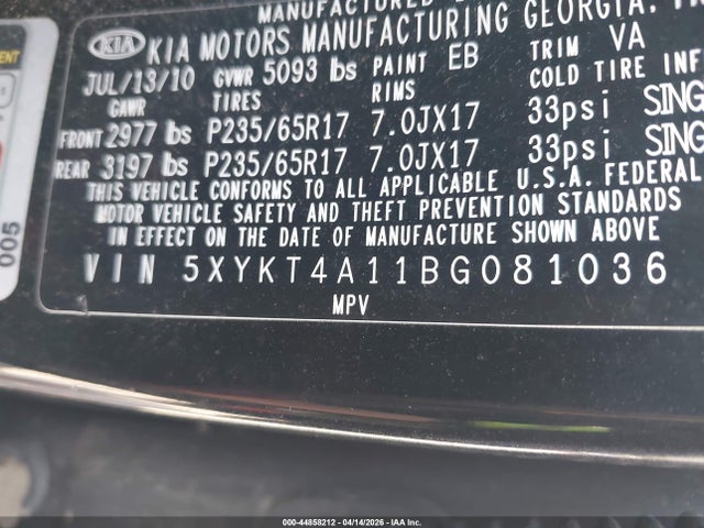 2011 KIA SORENTO 5XYKT4A11BG081036 Photo 8