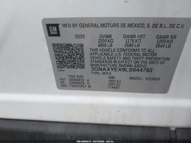 2020 CHEVROLET EQUINOX 3GNAXYEX9LS644783 Photo 8