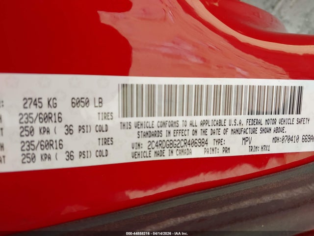 Продаж на аукціоні авто 2012 Dodge Grand Caravan Se/avp, vin: 2C4RDGBG2CR406984, номер лоту: 44858216