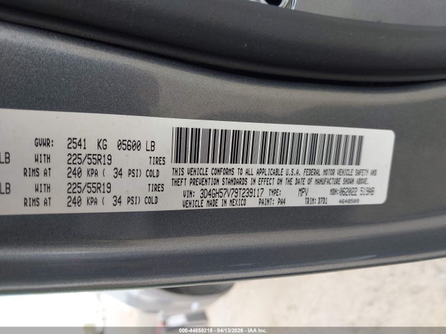 2009 Dodge Journey Sxt მანქანა იყიდება აუქციონზე, vin: 3D4GH57V79T239117, აუქციონის ნომერი: 44858218