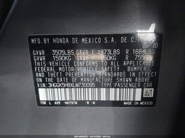 3HGGK5H8XLM730095 Honda FIT EX