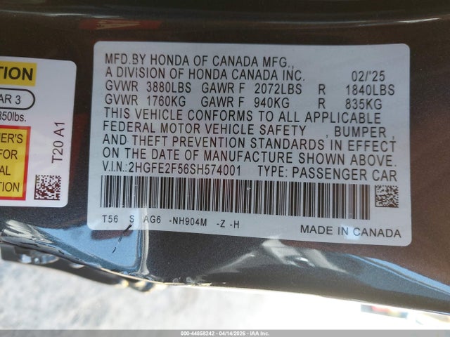 2HGFE2F56SH574001 Honda Civic Sport