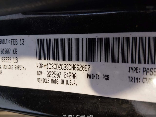 Продаж на аукціоні авто 2013 Dodge Avenger Sxt, vin: 1C3CDZCB8DN662067, номер лоту: 44858243
