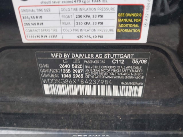 2008 MERCEDES-BENZ S 550 WDDNG86X18A237984 Photo 8