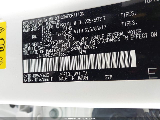 Продаж на аукціоні авто 2019 Lexus Nx 300, vin: JTJYARBZ9K2138771, номер лоту: 44858254