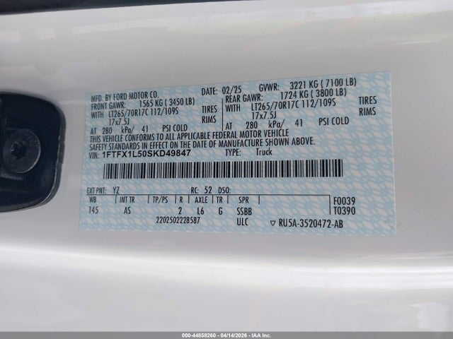 2025 FORD F-150 1FTFX1L50SKD49847 Photo 8
