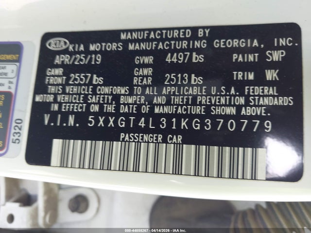 2019 KIA OPTIMA 5XXGT4L31KG370779 Photo 8