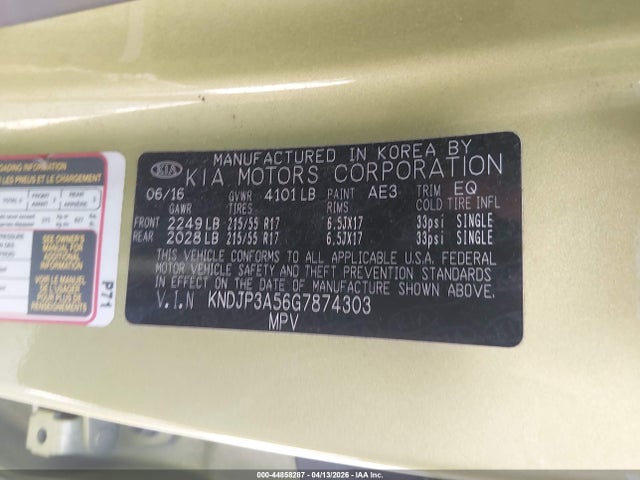 2016 KIA SOUL KNDJP3A56G7874303 Photo 8