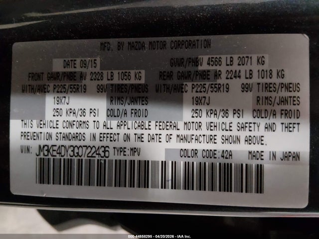 44858295 :رقم المزاد ، JM3KE4DY3G0722436 vin ، 2016 Mazda Cx-5 Grand Touring مزاد بيع