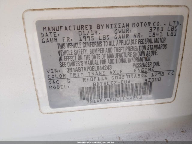 3N1AB7AP0EL644243 Nissan SENTRA S